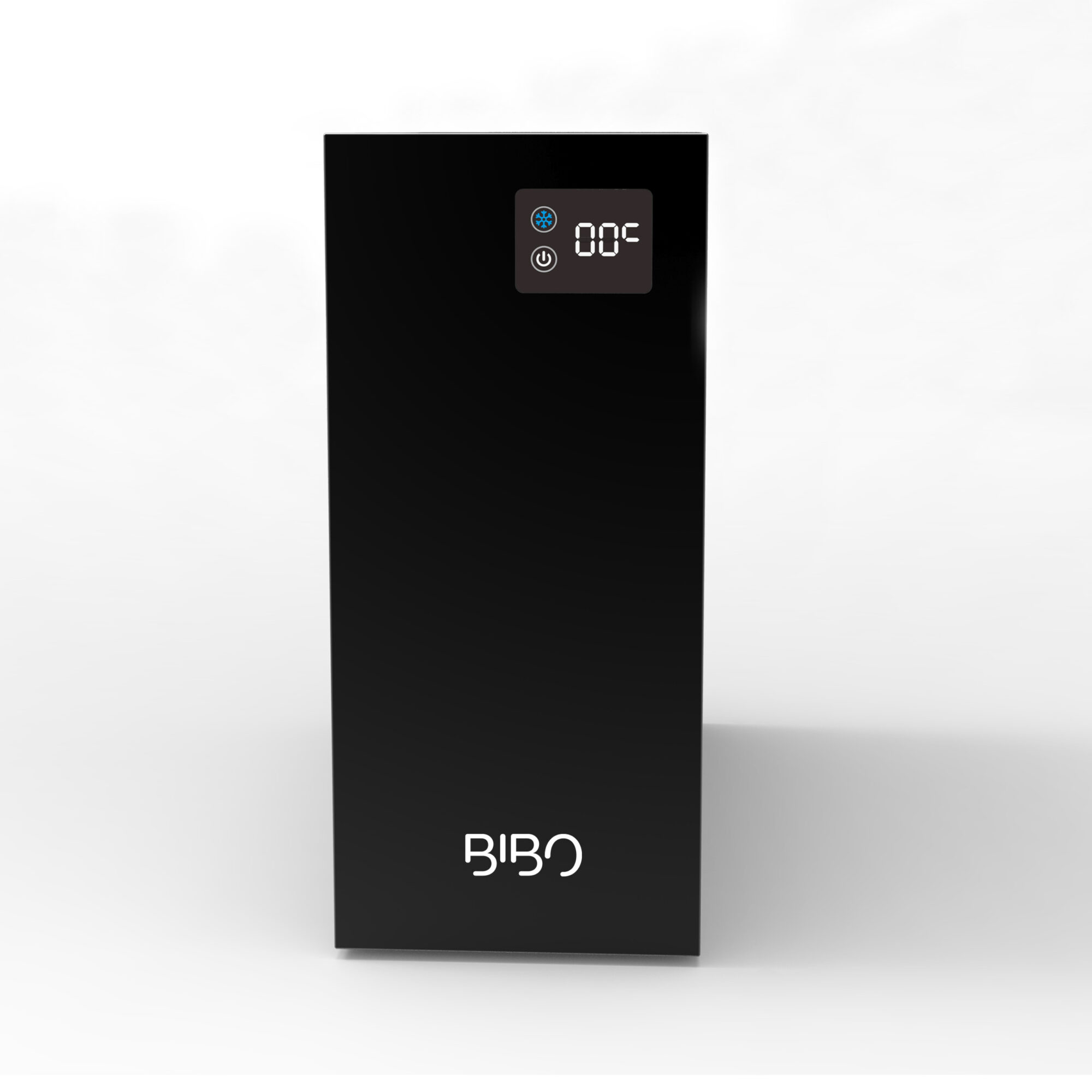 BIBO Ice Rock black water chiller with digital display, power button and cooling control icon.